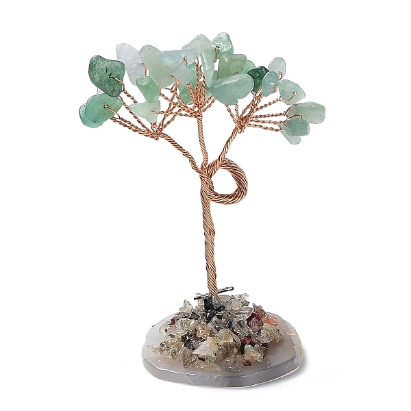 

PandaHall Natural Gemstone Chips and Natural Green Aventurine Pedestal Display Decorations, with Rose Gold Plated Brass Wires, Lucky Tree...