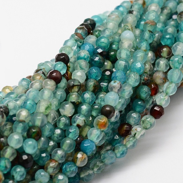 

PandaHall Faceted Natural Agate Round Beads Strands, Dyed, Turquoise, 4mm, Hole: 1mm, about 92pcs/strand, 15.3 inch Crackle Agate Round..., Green