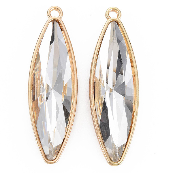 

PandaHall Faceted Glass Big Pendants, with Alloy Open Back Settings, Horse Eye, Cadmium Free & Lead Free, Clear, Golden, 55x16x8mm, Hole...