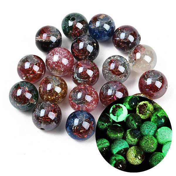 Perles intérieures en résine transparente lumineuse en forme de fleur