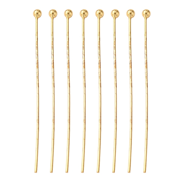 Brass Ball Head pins, Cadmium Free & Nickel Free & Lead Free, Real 18K Gold Plated, 39x0.5mm, 24 Gauge, Head: 2mm