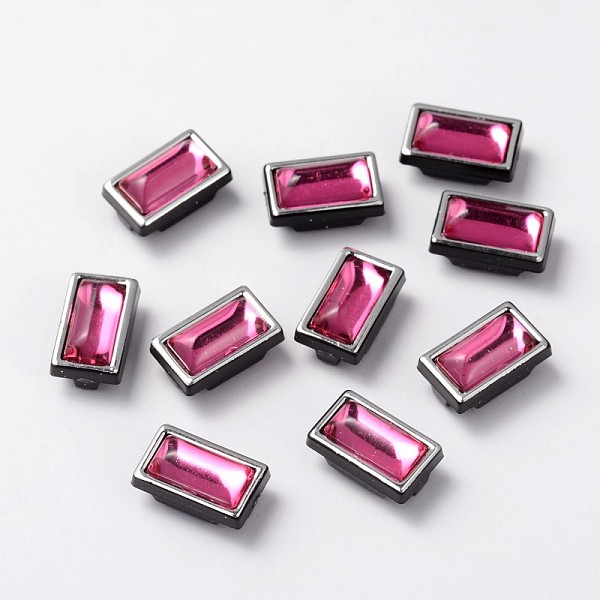 

PandaHall Sew on Taiwan Acrylic, Multi-strand Links, Garment Accessories, Rectangle, Fuchsia, 12.5x7.5x7mm, Hole: 1mm Acrylic Rhinestone..., Pink