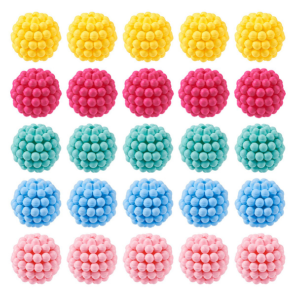 

PandaHall 50Pcs 5 Colors Rubberized Style Acrylic Beads, Berry Beads, Combined Beads, Round, Mixed Color, 12x11.5mm, Hole: 1.6mm..., Multicolor