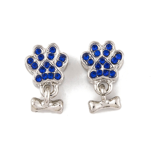 

PandaHall Rack Plating Alloy Rhinestone European Dangle Charms, Paw Print with Dog Bone Large Hole Pendants, Platinum, Capri Blue, 17.5mm..., Cyan