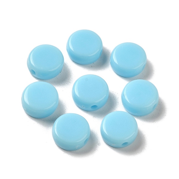 

PandaHall Opaque Acrylic Beads, Flat Round, Light Sky Blue, 10x5mm, Hole: 1.8mm, about 1500pcs/500g Acrylic Flat Round Blue
