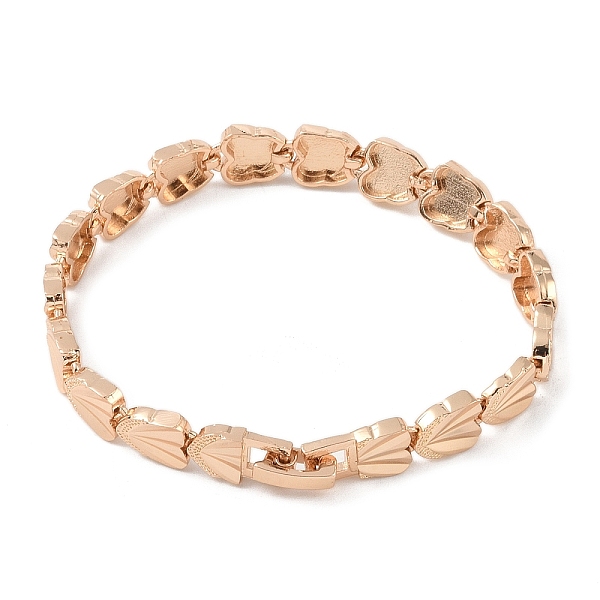 

PandaHall Brass Link Chain Bracelets for Women Men, Light Gold, Heart, 7-1/8 inch(18cm), Link: 11x8x2.5mm Brass Heart