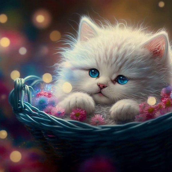 

PandaHall DIY Cat Pattern Diamond Painting Kits, including Resin Rhinestones, Diamond Sticky Pen, Tray Plate & Glue Clay, White, 300x300mm...