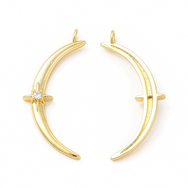 

PandaHall Rack Plating Brass Micro Pave Clear Cubic Zirconia Pendants, Cadmium Free & Lead Free, Crescent Moon with Sparkling Star Charm...