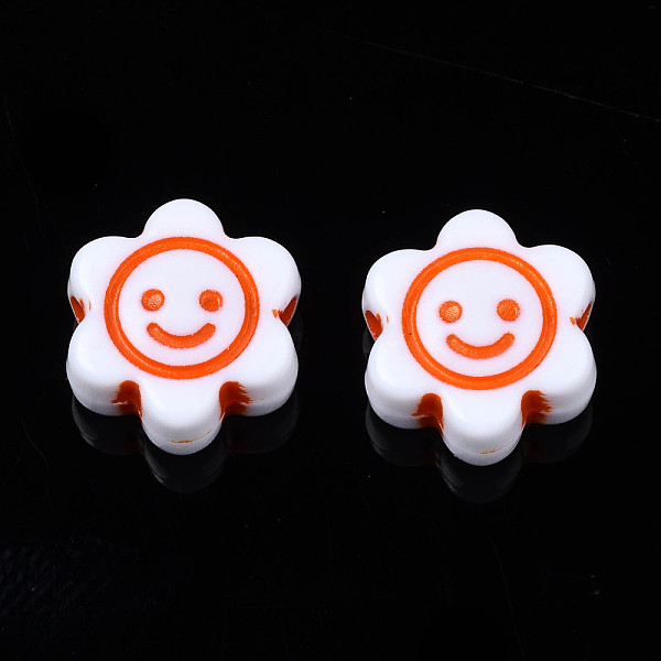 

PandaHall Opaque White Acrylic Beads, Flower with Smiling Face, Mixed Color, 10x11x5mm, Hole: 2mm, about 1665pcs/500g Acrylic Flower..., Multicolor
