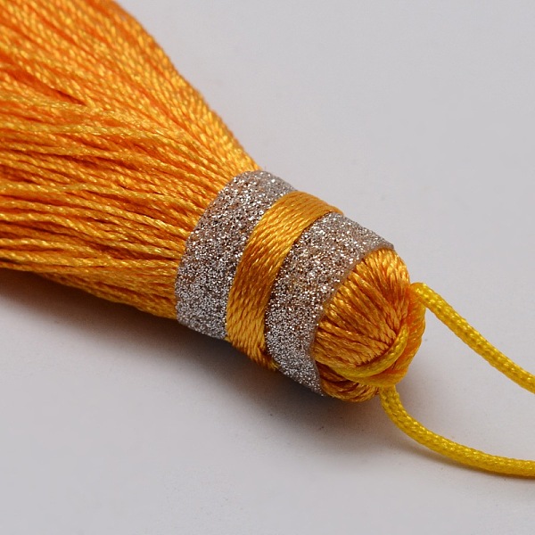 

PandaHall Nylon Tassels Big Pendant Decorations, Orange, 95x10.5mm Nylon Orange