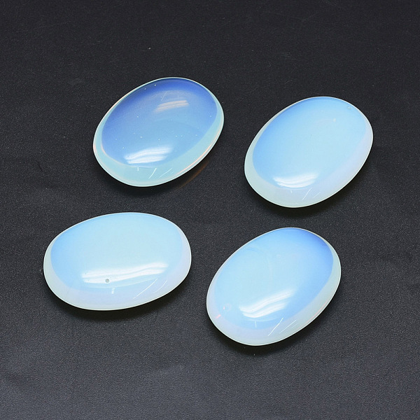 

PandaHall Opalite Oval Palm Stone, Reiki Healing Pocket Stone for Anxiety Stress Relief Therapy, 44~45x33~34x9~12mm Opalite Oval