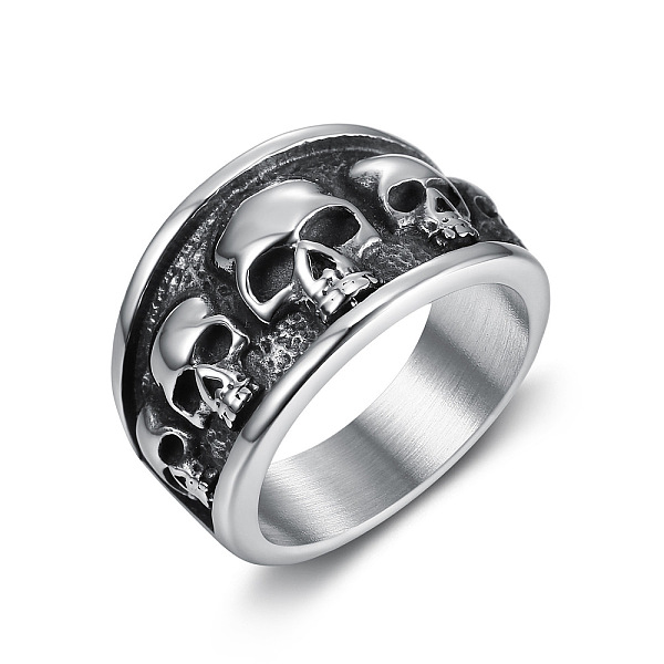 

PandaHall Titanium Steel Finger Rings, Skull, Antique Silver, US Size 10(19.8mm) Titanium Steel Skull
