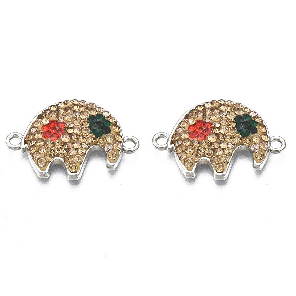 

PandaHall Rack Plating Alloy Links Connectors, with Polymer Clay Rhinestone, Cadmium Free & Lead Free, Platinum Plated, Elephant, Emerald..., Green