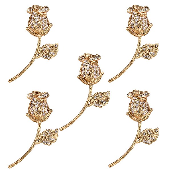 

PandaHall 5Pcs Brass Micro Pave Clear Cubic Zirconia Pendants, Nickel Free, Flower, Real 16K Gold Plated, 35x16x8mm, Hole: 3x6mm Brass+Cubic...