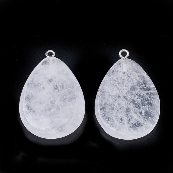 

PandaHall Natural Quartz Crystal Pendants, with Iron Findings, teardrop, Platinum, 38~40x24~25x4~6mm, Hole: 2mm Quartz Crystal Teardrop..., Clear