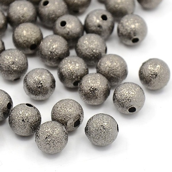 

PandaHall Brass Textured Beads, Round, Nickel Free, Gunmetal, 8mm, Hole: 1.5~2mm Brass Round