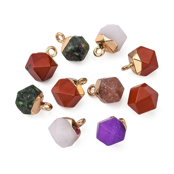 

PandaHall Natural & Synthetic Mixed Stone Charms, with Top Golden Plated Iron Loops, Star Cut Round Beads, Mixed Dyed and Undyed, 12x10x10mm...