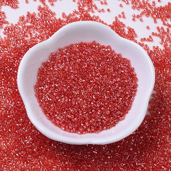 

PandaHall MIYUKI Delica Beads, Cylinder, Japanese Seed Beads, 11/0, (DB0098) Transparent Light Siam Luster, 1.3x1.6mm, Hole: 0.8mm, about..., Red