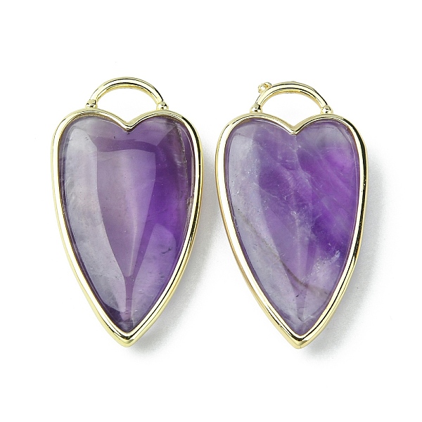 

PandaHall Natural Amethyst Pendants, Faceted Heart Charms, with Rack Plating Light Gold Plated Brass Edge, 34.5x18x7mm, Hole: 7x5mm Amethyst...
