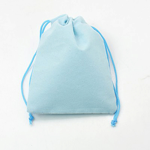 PandaHall Velvet Cloth Drawstring Bags, Jewelry Bags, Christmas Party Wedding Candy Gift Bags, Light Sky Blue, 7x5cm Velvet Blue