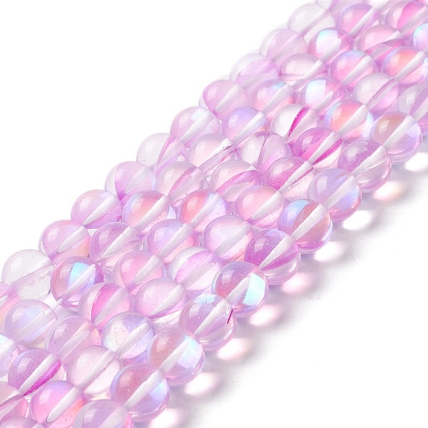 

PandaHall Synthetic Moonstone Beads Strands, Round, Violet, 10mm, Hole: 1mm, about 37~39pcs/strand, 14.76''~14.96''(37.5~38cm) Moonstone..., Purple