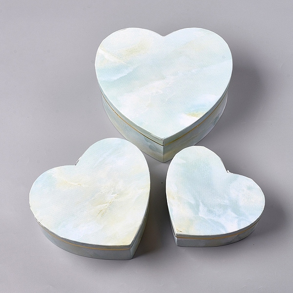 

PandaHall Marbling Cardboard Boxes, for Gift Packing, Heart, Honeydew, 21.3x19.8x9.05cm, 18.5x16.6x7.6cm, 15.6x13.9x6.3cm, 3pcs/set Paper..., Green
