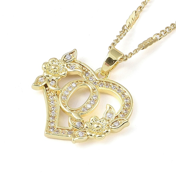 

PandaHall 304 Stainless Steel Heart Pendant Necklaces with Cubic Zirconia, Letter Charms, Letter Q, 16.54 inch(42cm) 304 Stainless Steel...