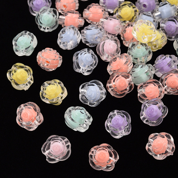 

PandaHall Transparent Acrylic Beads, Bead in Bead, Flower, Mixed Color, 11x11x11mm, Hole: 2mm, about 826pcs/500g Acrylic Flower Multicolor