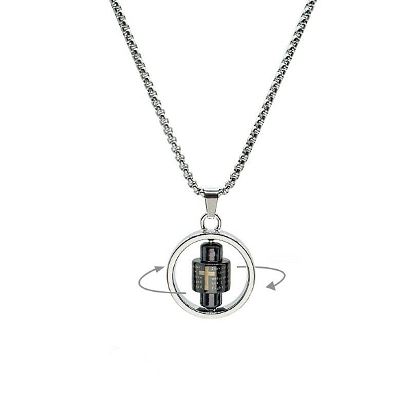 

PandaHall Alloy Rotating Pendant Necklaces, Ring with Cross, Platinum, 23.62 inch(60cm) Alloy Ring