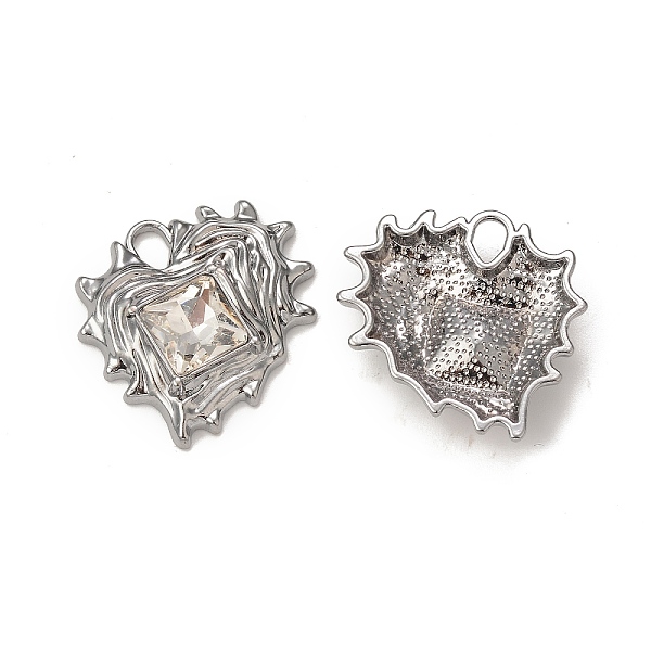 

PandaHall Alloy Glass Pendants, Gunmetal, Heart Charms, Clear, 23x24x6mm, Hole: 4.5x3mm Alloy+Glass Heart Clear