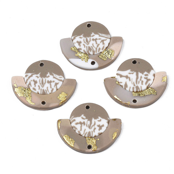

PandaHall Handmade Polymer Clay Connector Charms, with Gold Foil, UFO Shapes, Tan, 22x26x3mm, Hole: 1.6mm Polymer Clay Vehicle Orange