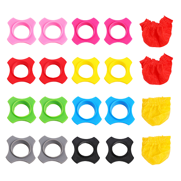 PandaHall CHGCRAFT 16Pcs 8 Colors Silicone 4 Points Star Anti-Rolling Ring for Handheld Wireless Microphone, with 16Pcs Non-woven Cloth...