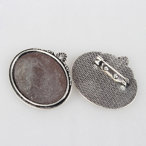 

PandaHall Vintage Alloy Brooch Cabochon Bezel Settings, Cadmium Free & Lead Free, with Iron Pin Brooch Back Bar Findings, Oval, Antique...