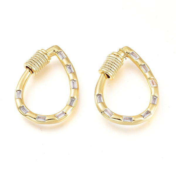 

PandaHall Brass Micro Pave Cubic Zirconia Screw Carabiner Lock Charms, for Necklaces Making, Teardrop, Golden, Clear, 24.5x18x5mm...