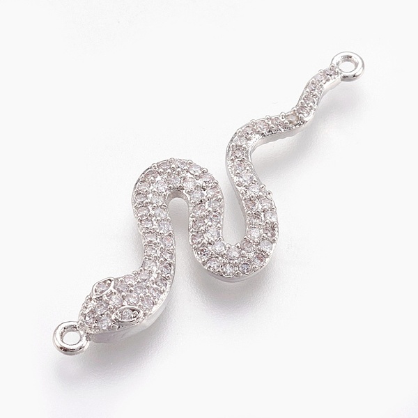 

PandaHall Brass Micro Pave Cubic Zirconia Links, Long-Lasting Plated, Snake, Lead Free & Nickel Free & Cadmium Free, Clear, Real Platinum...