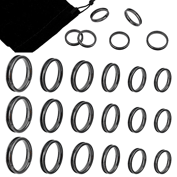 

PandaHall UNICRAFTALE 18pcs 6 Sizes Blank Core Ring Electrophoresis Black Stainless Steel Finger Ring with Velvet Pouches Hypoallergenic...