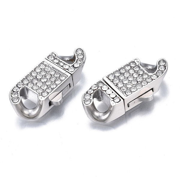 

PandaHall 304 Stainless Steel Box Clasps, with Crystal Rhinestone, Oval, Stainless Steel Color, 23.5x12.5x5mm, Hole: 3x5mm 304 Stainless..., Clear