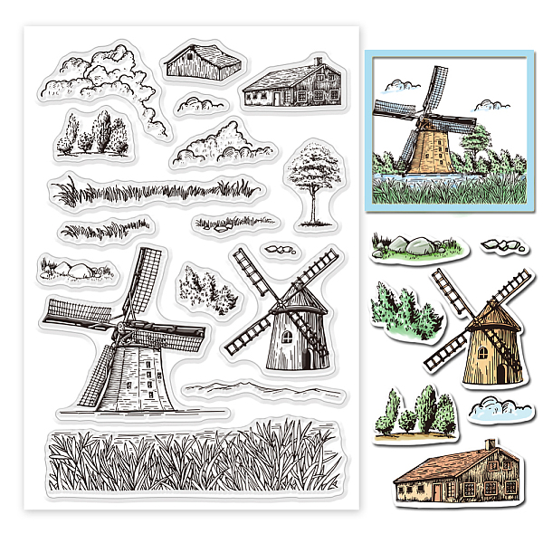 

PandaHall Custom PVC Plastic Clear Stamps, for DIY Scrapbooking, Photo Album Decorative, Cards Making, Windmill, 160x110x3mm Plastic House...