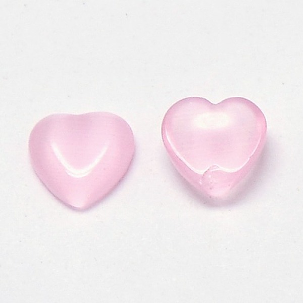 

PandaHall Cat Eye Cabochons, Heart, Pearl Pink, 10x10x2.5mm Glass Heart Pink