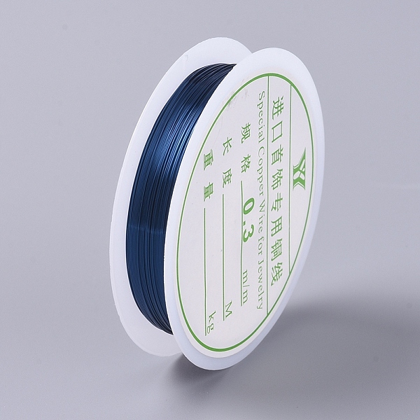 

PandaHall Round Copper Wire, for Jewelry Making, Marine Blue, 0.3mm, about 82.02 Feet(25m)/roll Copper Round Blue