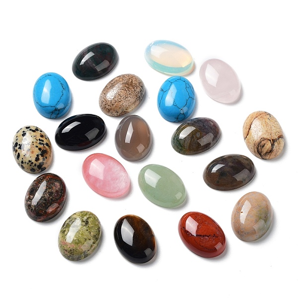 

PandaHall Gemstone Cabochons, Oval, Natural & Synthetic Mixed Stone, 18x13x5mm Mixed Stone Oval
