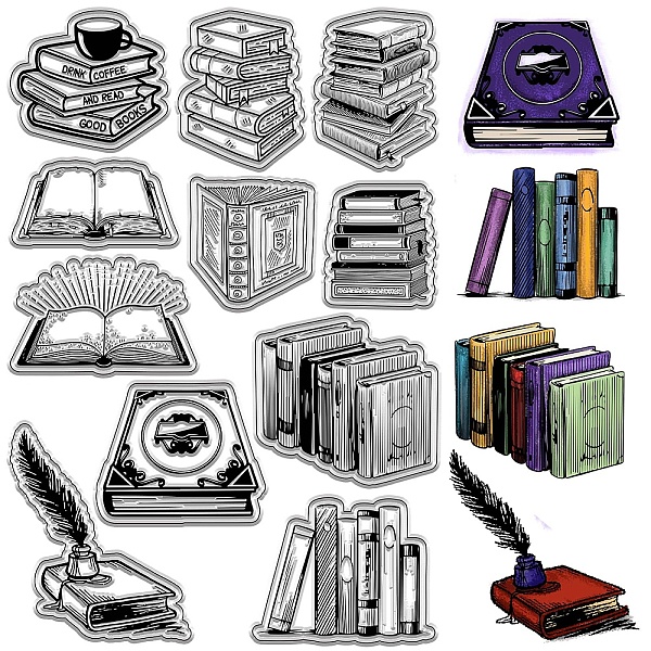 

PandaHall CRASPIRE Book Clear Rubber Stamps Graduation Quill Ink Coffee Vintage Transparent Silicone Stamp Seals for Invitation Journaling...