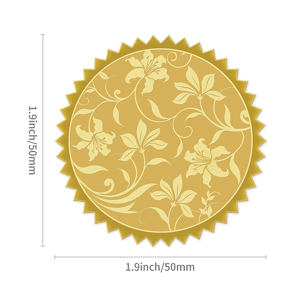 

PandaHall Self Adhesive Gold Foil Embossed Stickers, Medal Decoration Sticker, Flower Pattern, 5x5cm Metal Flower Gold