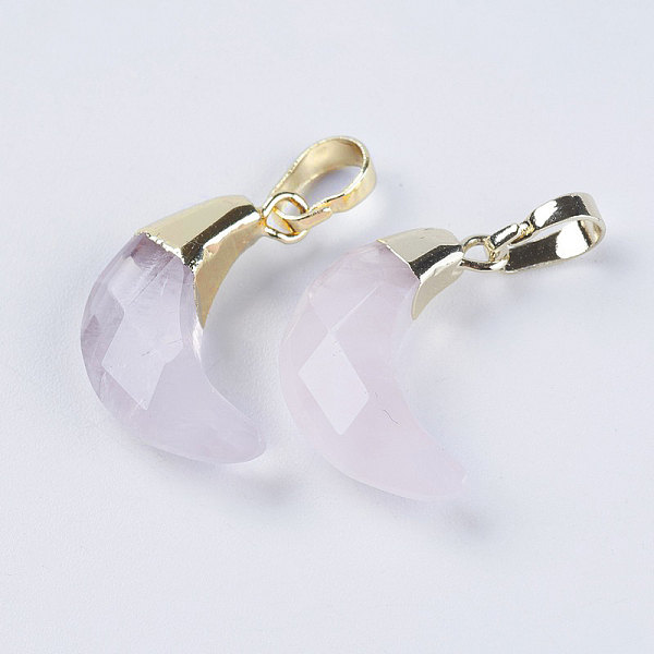 

PandaHall Faceted Natural Rose Quartz Pendant, with Golden Plated Brass Findings, Moon, 18~19x11~12x4.5~5.5mm, Hole: 3.5x6mm Rose Quartz...
