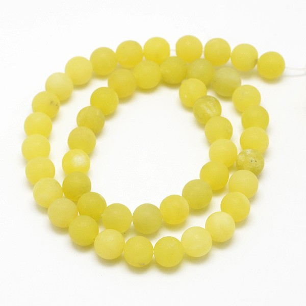 

PandaHall Natural Lemon Jade Round Beads Strands, Frosted, Round, 6mm, Hole: 0.8mm, about 60pcs/strand, 14.1 inch Lemon Jade Round Yellow