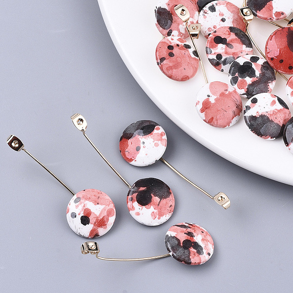 

PandaHall Handmade Porcelain Friction Ear Nuts, Famille Rose Porcelain, with Brass Findings, Flat Round, Real 18K Gold Plated, Black...