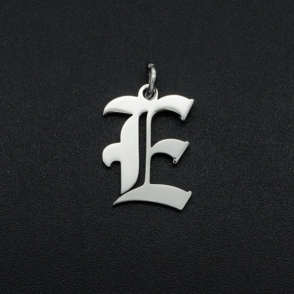 

PandaHall 304 Stainless Steel Pendants, with Jump Ring, Old English, Letter, Laser Cut, Stainless Steel Color, Letter.E, 16x12x1mm, Hole...
