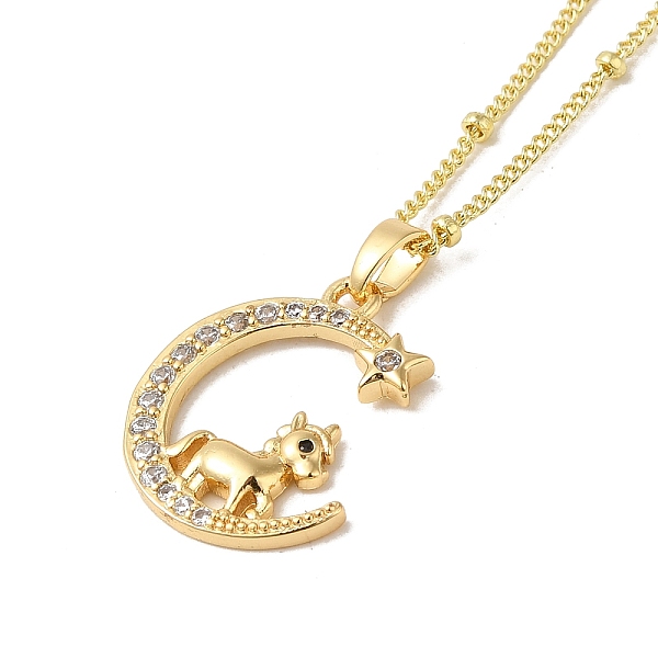 

PandaHall Brass Micro Pave Clear Cubic Zirconia Pendants Necklaces, The 12 Animals of the Chinese Zodiac, Real 18K Gold Plated, Horse, 17.28...