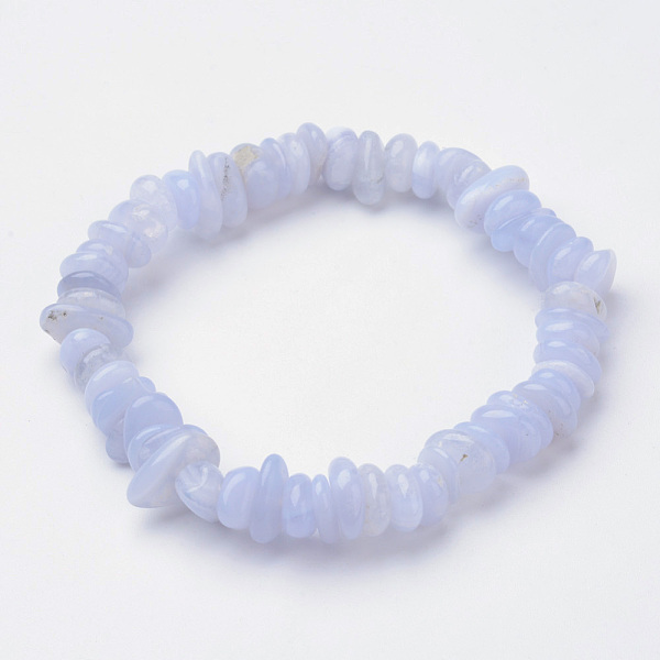 Natural  Blue Lace Agate Beaded Stretch Bracelets