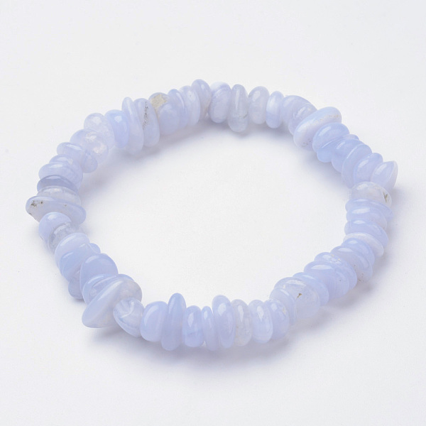 

PandaHall Natural Blue Lace Agate Beaded Stretch Bracelets, 2-1/8 inch(54mm) Natural Agate
